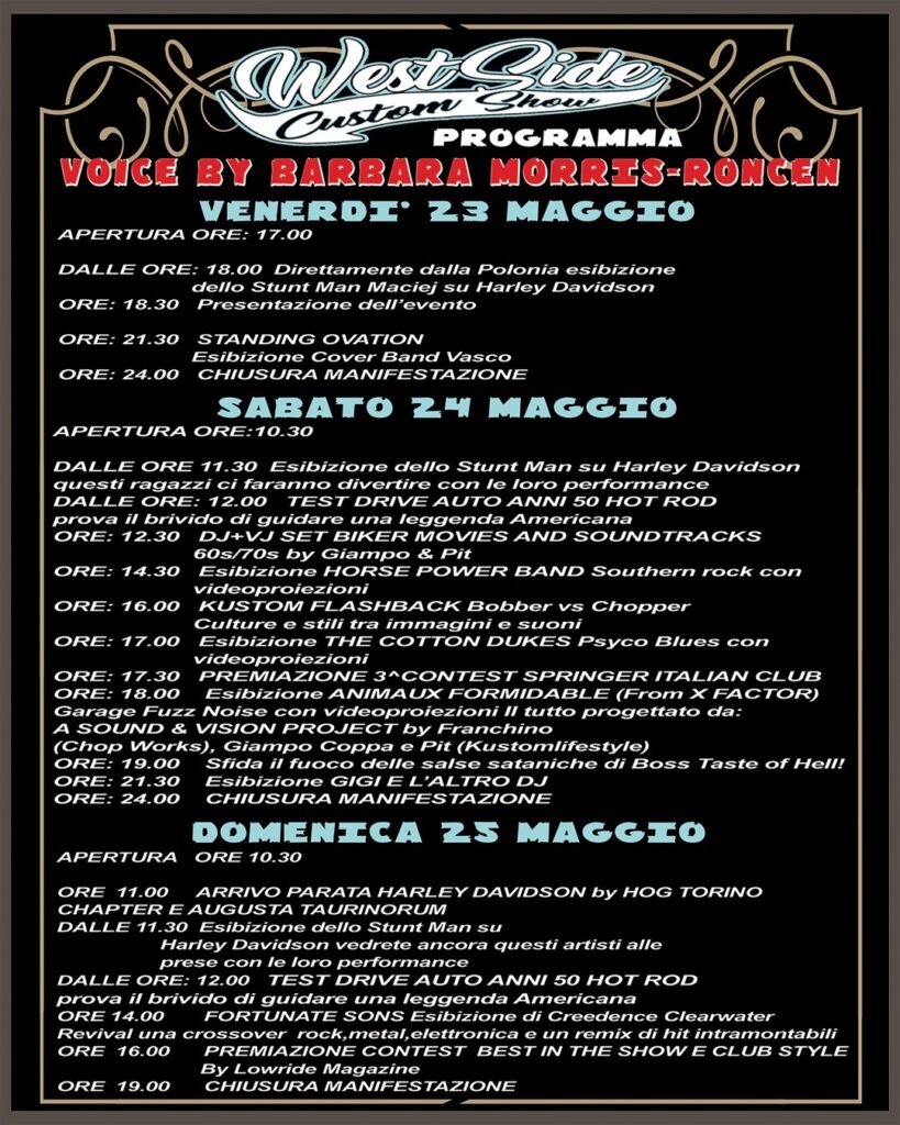Programma evento West Side Custom Show